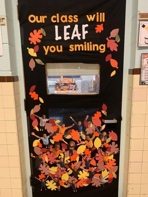 Nursing Home Fall Bulletin Boards, Look Who's Hiding In The Leaves Door, Preschool Set Up Ideas, Fall Harvest Decor, Veterans Crafts, Fall Classroom Door Decorations, Fall Classroom Decorations Ideas, Classroom Parent, Fall Classroom Door