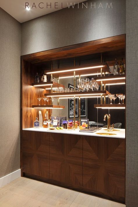 Home Mini Bar, Crockery Cabinet, Bar Counter Design, Home Bar Cabinet, Bar Mini, Beverage Bar, Home Bar Rooms, Modern Home Bar, Bar Unit