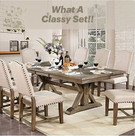 How Cute is this set?! Light Oak Dining Table, Farmhouse Style Dining Room, Beautiful Valley, Farmhouse Dining Room Table, Support Beam, Set Meja Makan, Solid Wood Dining Set, Drop Leaf Dining Table, Expandable Dining Table