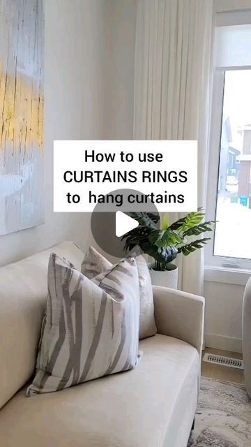 How To Hang Rod Pocket Curtains With Rings, How To Attach Curtain Rings To Curtains, How To Hang Back Tab Curtains With Rings, Curtain Rings With Clips Ideas, How To Hang Curtains With Clips, Hang Curtain Rods, How To Hang Curtains, Minimalist Curtains, Hanging Curtain Rods