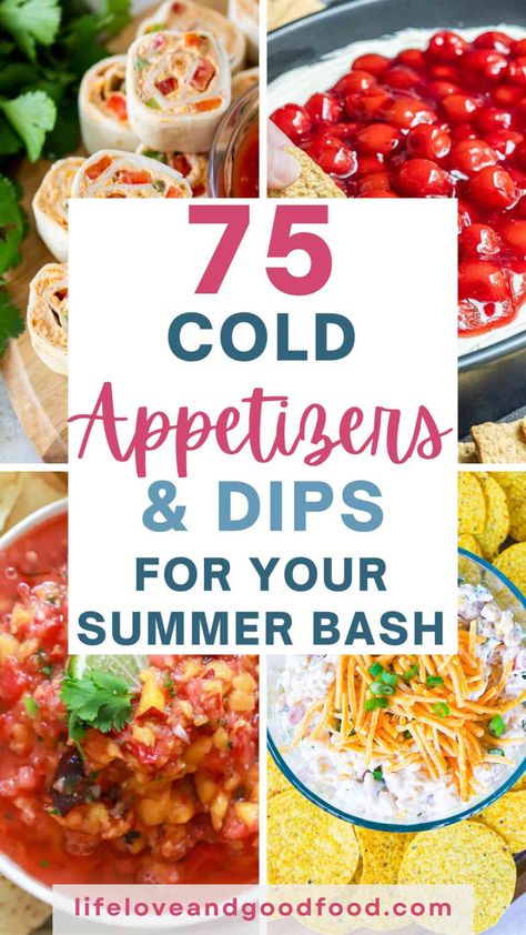 Summer is here, and that means it's time for outdoor fun! Do you need a great cold appetizer idea for your next backyard barbecue, pool party, or afternoon picnic? If so, you have lucked out! I have prepared a selection of recipes for 75 refreshing cold appetizers and dips for your summer bash. Cold Dip Recipes For Parties Summer, Outdoor Party Appetizers, Cold Summer Appetizers, Picnic Dips, Summer Bbq Appetizers, Barbecue Appetizers, Summer Party Snacks, Appetizers And Dips, Outdoor Party Foods