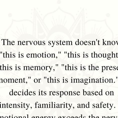 Ally| Liberation through Transforming Trauma on Instagram: "Q: "All emotions feel unsafe and create panic. How to regulate emotions?" ​ 1. Regulation is a nervous system "job." The nervous system has millions of years of biological evolution to support physiological and emotional regulation.  ​ Don't take responsibility for regulating emotions because it will lead to exhaustion, frustration, and confusion. It is better to consider what support the nervous system needs to stabilize or grow its bandwidth for emotional regulation.  ​ The nervous system "decides" its response based on intensity, familiarity and safety. Whether the intensity comes from emotion, thoughts, physical pain, conflict, or a memory, it doesn't matter to the nervous system. The intensity/pressure of the experience decid Nervous System Regulation, Physical Pain, Emotional Regulation, Nervous System, Physical Health, Counseling, Self Improvement, No Response, Physics