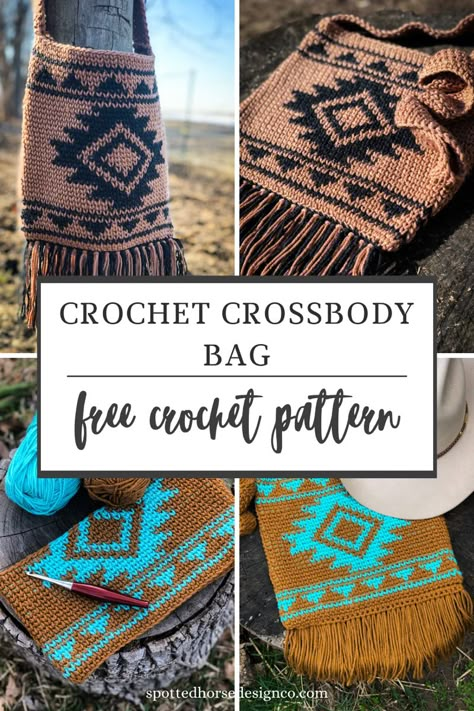 Tapestry crochet crossbody bag pattern Lion Beanie Crochet, Western Crochet Projects, Crochet Wayuu Bag Pattern Free, Crochet Medicine Bag, Native American Crochet Patterns Free, Crochet Native American Pattern, Cowboy Crochet Pattern, Crochet Tapestry Bag Pattern Free, Country Crochet Patterns