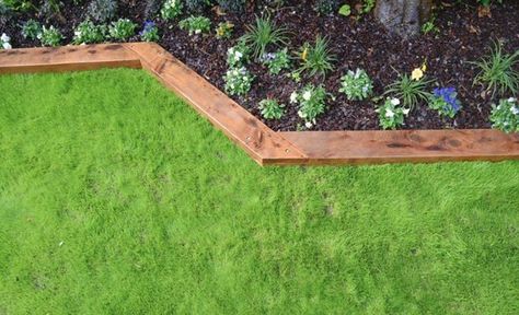 Wood Landscaping Borders, Flower Bed With Wood Border, Garden Landscape Edging, Wood Edge Landscaping, Timber Flower Bed Border, Wood Borders For Flower Beds, Flower Bed Wood Border Ideas, Timber Landscape Edging, Wood Edging Landscape