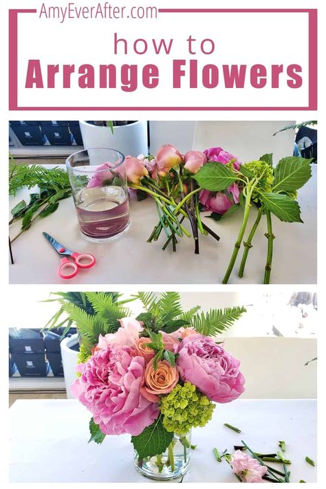 Want to have a beautiful flower arrangement without spending a ton of money? I learned from a pro, and now I'm going to show you how to arrange grocery store flowers in a vase! Flowers For Small Vases, Make Your Own Floral Arrangements, Best Vases For Flowers, Tabletop Flower Arrangements, How To Make A Short Flower Arrangement, Flower Arrangements Small Vase, Flower Arrangement How To, How To Do A Flower Arrangement, How To Build A Floral Arrangement