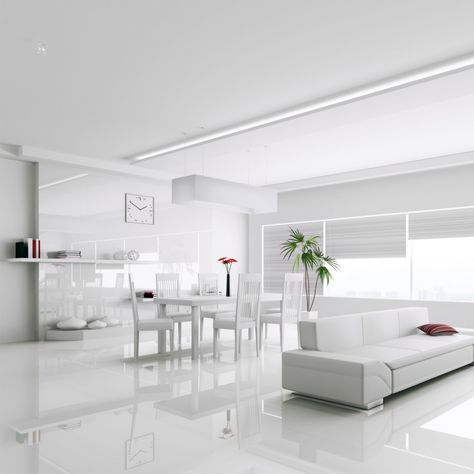 White Floor Tiles, High Gloss Floors, White Laminate Flooring, White Flooring, Laminate Flooring Colors, Tile Floor Living Room, White Wood Floors, Casa Clean, Floor Living Room