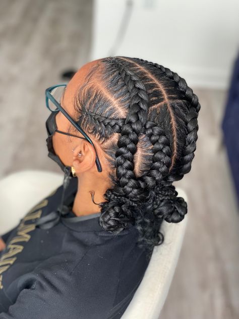 #feedinbraids #braidstyles #cornrows #bohobraids #stitchbraids #dmvbraider Tree Braids Hairstyles, Cornrows Braids For Black Women, Two Braid Hairstyles, Tree Braids, Feed In Braids Hairstyles, African Hair Braiding Styles, Braided Cornrow Hairstyles, Cute Box Braids Hairstyles, Stitch Braids