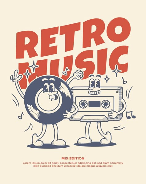 Just chill out with your favorite music and express yourself with this design, which can be applied to a print poster or something else. Peace out. 😊 . stock vectors in 2024 . available in several microstocks link on my bio, please check and download, thank you 🎉 . #vectorstock #mascot #retromascot #vintage #retromusic #vinyl #cassette #oldschool #musicplayer #cutecharacter #graphicdesign #characterdesign #adobestock #shutterstock #freepik #madebyhuman 70s Retro Poster, Chill Poster, Classic Coffee Shop, Etsy Sweatshirts, Retro Logo Inspiration, Vintage Mascot, Scrapbook Bullet Journal, Retro Mascot, Icon Animation