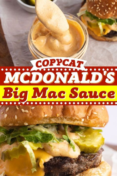 Turn all your burgers into Big Macs with this copycat McDonald's Big Mac sauce. It's sweet, tangy, and even better than the original! And it's easy to make. Big Mac Sauce Recipe Copycat, Homemade Creamer, Mcdonald's Big Mac, Big Mac Sauce Recipe, Mac Sauce Recipe, Homemade Big Mac, Big Mac Sauce, Mac Sauce, Delicious Dips