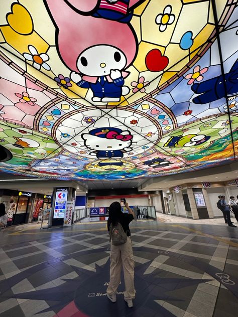 sanrio japan train station tokyo Hello Kitty Hotel Tokyo, Sanrio World Japan, Places To Go Japan, Moving To Japan Aesthetic, Tokyo Trip Aesthetic, Japan Train Aesthetic, Japan Vision Board, Tokyo Disneyland Aesthetic, Tokyo Travel Aesthetic