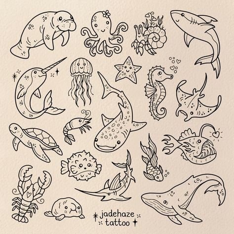 Underwater Drawing, Sea Creatures Drawing, Ocean Drawing, Sea Drawing, Flash Designs, Sea Creatures Art, Art Sketches Doodles, Art Painting Tools, Creative Drawing Prompts