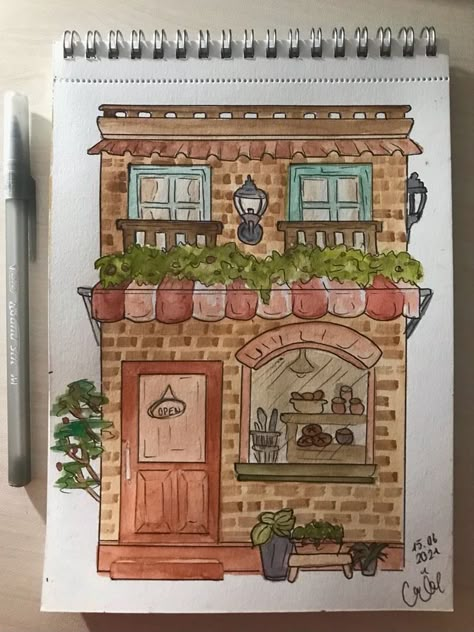 Watercolor Architecture, Architecture Drawing Art, Small Canvas Art, Arte Sketchbook, Watercolor Art Lessons, Sketchbook Inspiration, Diy Canvas Art Painting, Urban Sketching, Mini Canvas Art