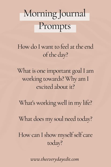 Start your journaling practice by trying some morning journal prompts that set you up for the day, continue your personal development journey and fill your day with positivity. #journalprompts #journaling #howtojournal #morningroutine #morningjournaling Journaling Prompts To Start The Day, How Should I Start My Journal, Daily Affirmation Journal Prompts, Journal Prompts For When You Wake Up, Journal Prompts Affirmations, Daily Journal Quotes, Daily Journal Set Up Ideas, Journal Prompts Daily Morning, Journal Prompts For A Good Day