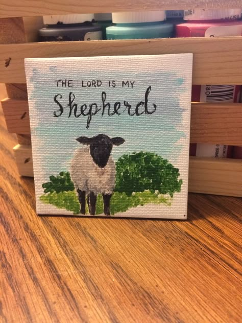 Christian Simple Painting, Joy Painting On Canvas, Christen Painting Ideas, Verse Paintings Canvas, Canvas Painting Ideas Scripture, Acrylic Christian Painting Ideas, Easy Scripture Paintings On Canvas, Canvas Christian Painting, The Lord Is My Shepherd Art