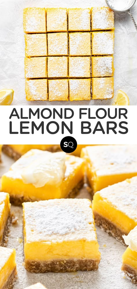 Dairy Free Lemon Bars, Gluten Free Lemon Desserts, Gluten Free Lemon Squares, Healthy Lemon Bars, Paleo Lemon Bars, Lemon Recipes Healthy, Gluten Free Lemon Bars, Almond Crust, Lemon Bars Recipe