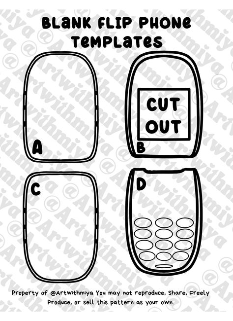 Diy Hello Kitty Flip Phone Template, Stitch Flip Phone Template, Thing To Do With Cardboard, Cardboard Phone Template, Kirby Flip Phone Template, Cinnamon Roll Flip Phone Template, Paper Flip Phone Template, Diy Flip Phone Template, Crafts I Can Sell