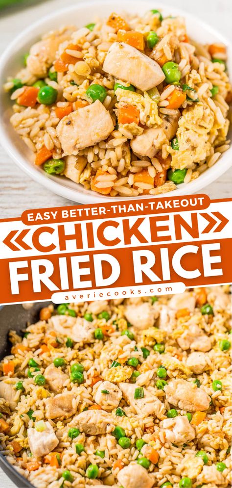 Easy Rice Dishes Simple, East Chicken And Rice Recipes, Chicken And Spanish Rice Recipes, Simple Chicken And Rice Recipes, Better Than Takeout Fried Rice Recipe, Simple Chicken Fried Rice, Takeout Fried Rice, Fried Rice And Chicken, Chicken Fried Rice Recipe Easy