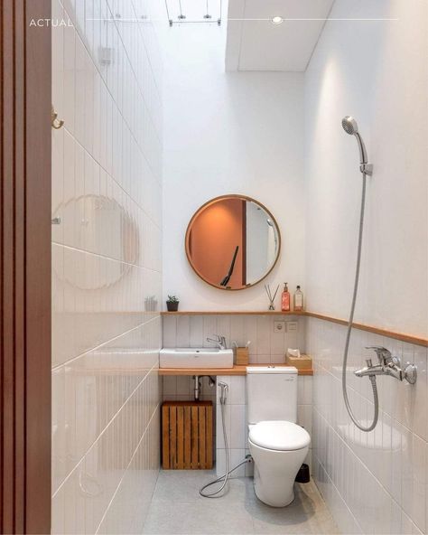 "Step into sophistication with the Umbra Hub Wall Mirror for your bathroom. This sleek and stylish mirror not only reflects your image but also adds a touch of timeless elegance to your space. Crafted with precision, its contemporary design seamlessly blends with any decor, transforming your bathroom into a haven of refined beauty. #homedecor #bathroomideas #interiorDesign Cluttered Bathroom, Small Bathroom Plans, Minimalist Toilets, Bathroom Remodel Small Diy, Small Space Bathroom Design, Bathroom Layout Ideas, Makeover Kamar Mandi, Small Master Bath, Toilet And Bathroom Design