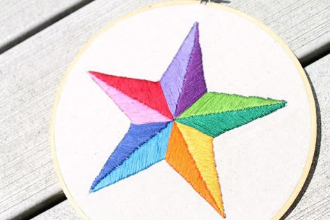 Satin Stitch Star - Catholic Sprouts French Knot Embroidery, Lazy Daisy Stitch, Feather Stitch, Best Crafts, Learn Embroidery, Bee Crafts, Embroidery Supplies, Simple Embroidery, Silk Ribbon Embroidery