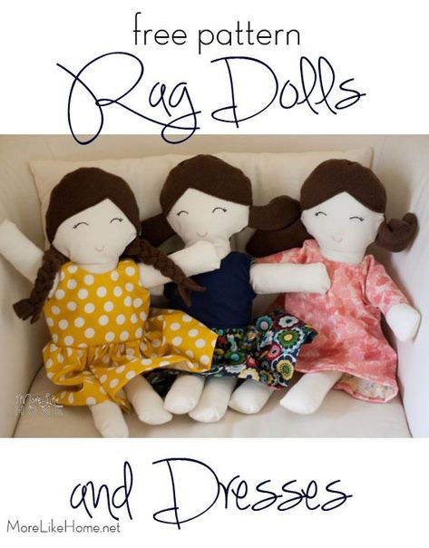 Rag Doll Dress, Fabric Art Diy, Rag Doll Tutorial, Diy Rag Dolls, Fabric Doll Pattern, Doll Patterns Free, Rag Doll Pattern, Free Sewing Patterns, Doll Dress Patterns