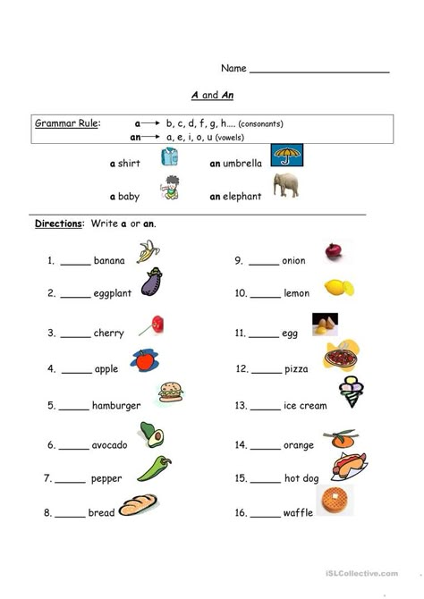 A And An Worksheets, Article Grammar, Worksheets For Class 1, English Grammar Exercises, English Grammar For Kids, English Worksheets For Kindergarten, Grammar For Kids, English Activities For Kids, Teaching English Grammar