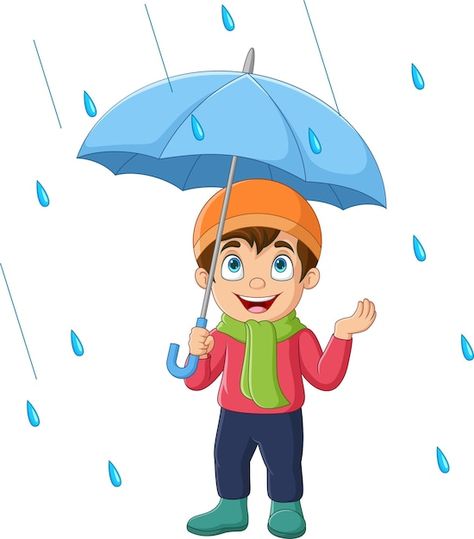 Raining Cartoon, Rainy Cartoon, Rain Png, Rain Cartoon, Umbrella In The Rain, Swimming Cartoon, Umbrella Drawing, Holding Umbrella, Weather Games