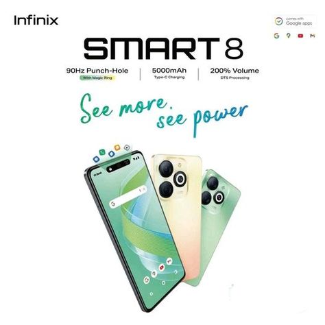 𝗜𝗻𝗳𝗶𝗻𝗶𝘅 𝗦𝗺𝗮𝗿𝘁 𝟴 to announce with a new style display notch! The Infinix Smart 8 to feature a 90Hz punch-hole display with a unique "𝗺𝗮𝗴𝗶𝗰 𝗿𝗶𝗻𝗴" design and 5000mAh big battery 🔋 . #InfinixSmart8 #InfinixPakistan #Phonebolee Big Battery, Tech Updates, Magic Ring, Hole Punch, New Model, New Style, Ring Designs, Ring, Quick Saves