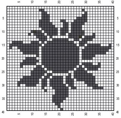 WoollyRhinoCrafts: Sun Symbol From Tangled FREE Colorwork Chart Colorwork Chart, Sun Symbol, Crochet Graphs, Grid Patterns, Graph Crochet, Colorwork Knitting, Pixel Crochet, Tapestry Crochet Patterns, Pola Kristik