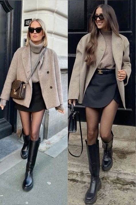 Office Autumn Outfits, Winter Fashion Outfits Casual, Paris Mode, Skirts With Boots, Outfit Chic, Paris Outfits, Autumn Outfits, Looks Chic, Outfit Inspo Fall