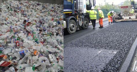 roads made from plastic bottles Plastic Bottle Tops, Plastic Milk Bottles, Plants In Bottles, Plastic Bottle Flowers, Plastic Milk, Plastic Bottle Art, Diy Plastic Bottle, Recycled Art Projects, Aluminum Cans