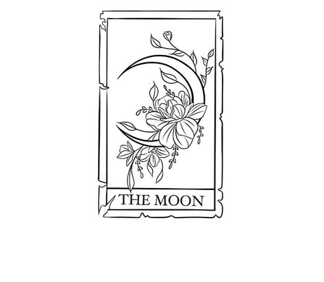 tattoo Sun Moon And Star Tarot Card Tattoo, Tarot Style Tattoo, Tarot Card Tattoo The Moon, Art Nouveau Moon Tattoo, Moon Tarot Card Tattoo Design, Moon Card Tattoo, Sun And Moon Tarot Card Tattoo, Simple Tarot Card Tattoo, Fineline Moon Tattoo