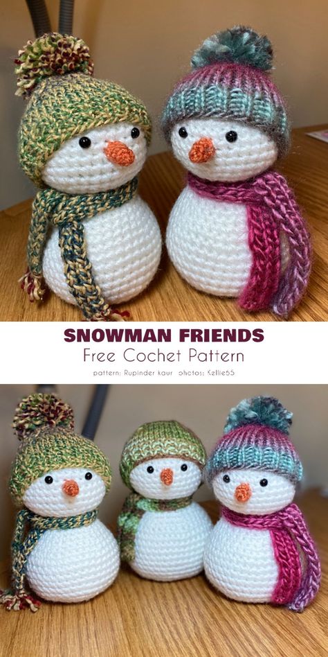 3 Quick All Year Round Snowman Amigurumi Ideas and Free Patterns - Your Crochet Tiny Snowman, Crochet Holiday, Crochet 101, Christmas Crochet Patterns Free, Fall Crochet, Easy Knitting Projects, Crochet Snowman, Confection Au Crochet, Crochet Xmas