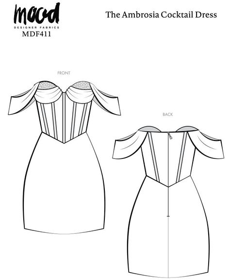 The Ambrosia Cocktail Dress Free Sewing Pattern Mood Patterns, Swimwear Sewing Patterns, Sewing Patterns Free Beginner, Wedding Dress Sewing Patterns, Cocktail Dress Patterns, Dress Sewing Patterns Free, Dresses Patterns, Beginner Sewing Patterns, Patterns Dress