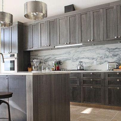 Gray wash stained wood & I don't care how many people have said its ugly; you can go choke on your cherry & pine. Grey Stained Cabinets, Stained Kitchen Cabinets, Серая Кухня, Cabinets Makeover, Best Kitchen Cabinets, Farmhouse Kitchen Cabinets, Gray Cabinets, Kitchen Cabinets Decor, New Kitchen Cabinets