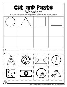 Cut and Paste Shapes Worksheets | Woo! Jr. Kids Activities Shape Sorting Activities, Shape Worksheets For Preschool, Curriculum Preschool, Shapes Worksheet Kindergarten, Shape Activities Preschool, Preschool Activities Printable, Shapes Kindergarten, Cut And Paste Worksheets, Spelling Rules