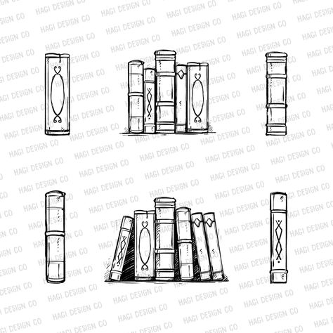 Bookshelf Drawing, Library Drawing, Book Png, Book Clip Art, Drawing Vintage, Book Outline, Buch Design, Illustration Book, Book Drawing