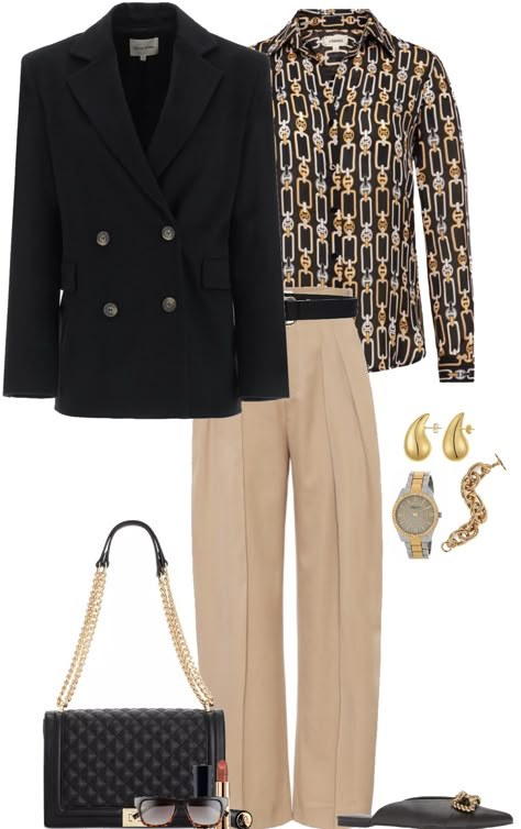 From my Stylebook Looks Money Clothes, Cream Trousers, Trouser Outfit, Classic Clothing, Over 60 Fashion, Stylish Eve, Stylish Work Attire, Blazer Outfit, Coastal Grandma