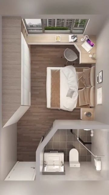 Mini Hotel, Small Room Makeover, Small Bedroom Interior, Small Bedroom Layout, Spaces Interior Design, Small Bedroom Furniture, Small Apartment Bedrooms, Modern House Floor Plans, Small Room Design Bedroom