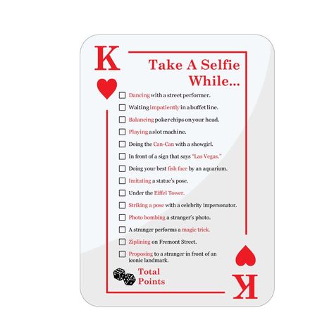 Las Vegas Selfie Scavenger Hunt - fun casino party game for adults. Find 12 items around the casino & take selfies with.#CasinoFun #WinningAtTheCasino #CasinoVibes #CasinoLife #CasinoGoals Casino Royale Prom, Blackjack Party, Las Vegas Theme Party, Vegas Prom, Las Vegas Party Theme, Bond Theme Party, Selfie Scavenger Hunt, Birthday Las Vegas, James Bond Theme Party