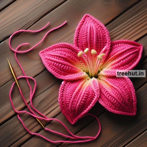 Child Art, Free Coloring Pages, Craft, Clipart, Art Ideas, Gardening at Treehut.in Crochet Flowers Free Pattern Lily, Large Crochet Flowers Free Pattern Easy, Crochet Lilly Pattern, Crochet Lily Pattern Free, Crochet Flower Tutorial Video, Crochet Patterns Flowers, Crochet Lilies, Crochet 3d Flowers, Crochet Lily Flower