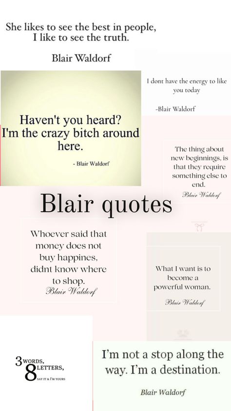 #blairquotes #🎀🤍 Blair Quotes, Waldorf Quotes, Blair Waldorf Quotes, Gossip Quotes, Estilo Blair Waldorf, Blair Waldorf Aesthetic, Gossip Girl Quotes, Chuck And Blair, Yearbook Quotes