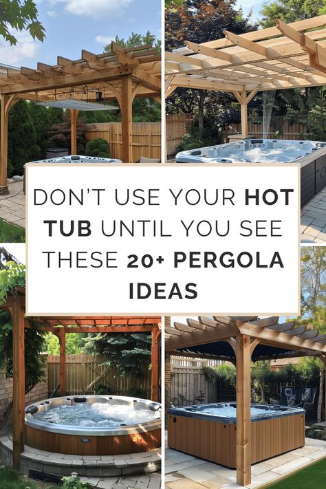 Don't Use Your Hot Tub Until You See These 20  Pergola Ideas - HearthandPetals Hot Tub With Pool Ideas Backyard, Pergolas Over Hot Tubs, Pergola Over Hot Tub Ideas, Pergola Patio With Hot Tub, Hot Tub Ideas Backyard Pergola, Pergola Ideas For Hot Tubs, Gazebo And Hot Tub Ideas, Covered Jacuzzi Outdoor Ideas, Ideas For Hot Tub Area