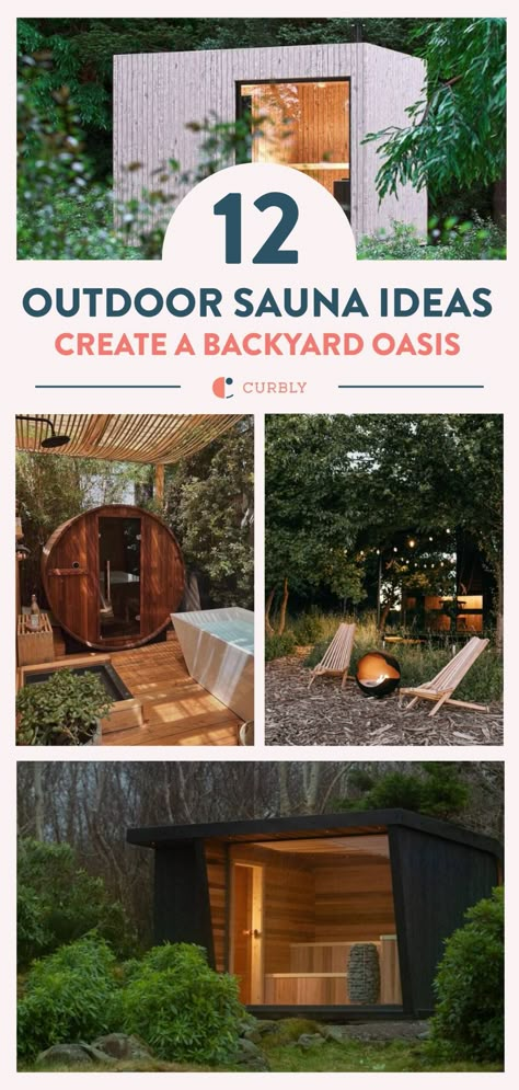 House Sauna Ideas, Sauna Landscape Design, Backyard Hot Tub And Sauna Landscaping, Outdoor Sauna And Hot Tub Ideas Backyards, Outdoor Wellness Spa, Sauna Designs Outdoor, Barrel Sauna Ideas, Spa Outdoor Design, Wellness Shed