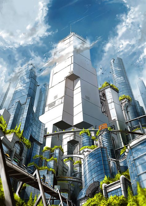 100 Imaginative “Cities of the Future” Artworks Sci Fi Architecture, Futurisme Retro, Sci Fi City, Sci Fi Environment, Cyberpunk City, Fantasy City, Futuristic City, Future City, Science Fiction Art