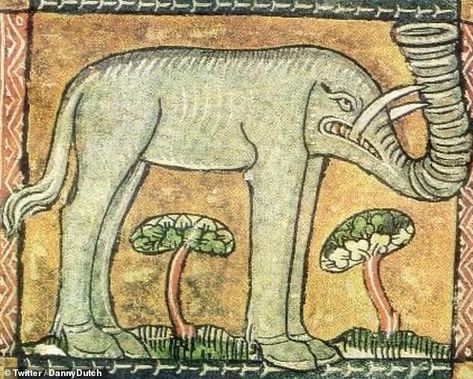 Examples of medieval drawings of animals that look nothing like the living thing  | Daily Mail Online Funny Medieval, Medieval Marginalia, Medieval Animals, Gothic Era, Medieval Bestiary, Medieval Drawings, Medieval Artwork, Illustrated Manuscript, Medieval Paintings