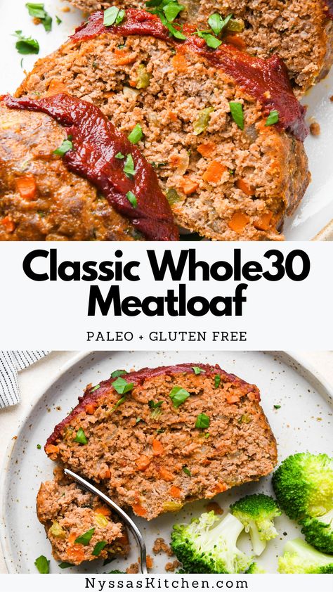 Whole 30 Meatloaf, Casserole Recipes Dairy Free, Meatloaf Without Breadcrumbs, Whole30 Meatloaf, Paleo Meatloaf, Gluten Free Meatloaf, Healthy Meatloaf, Keto Casserole Recipes, Traditional Meatloaf