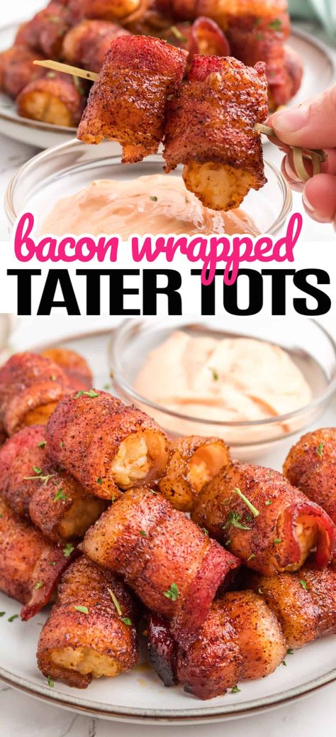 Tator Tot Recipe, Tater Tot Appetizers, Bacon Wrapped Tater Tots, Sweet Bacon, Bacon Recipes Appetizers, Bacon Wrapped Appetizers, Tater Tot Recipes, Restaurant Appetizers, Sweet Potato Soup Recipes