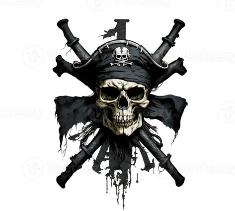 Pirate party. vector emblem, flat logo pirates with hand drawn style, transparent background Party Vector, Pirate Flag, Flat Logo, Skull Logo, Pirate Skull, The Pirate, Pirate Party, Cityscape Photos, Draw On Photos