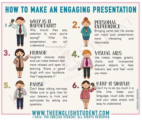 Need to make a presentation for school or work? Here are six tips to help you make it more interesting and memorable for your audience #teaching #businessenglish #esl #publicspeaking Seminar Presentation Tips, Class Presentation Ideas, Presentation For School, Presentations Ideas, Speaking Prompts, Public Speaking Activities, Speaking Tips, Speech And Debate, Public Speaking Tips