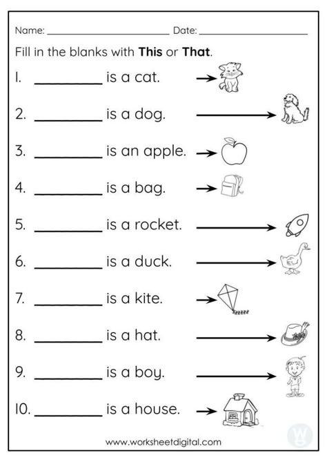 Grade 1 English Worksheets For Kids, Class 1 English Worksheets, Ukg Worksheet, Singular Noun, Demonstrative Pronouns, Worksheets For Class 1, English Grammar Exercises, English Grammar For Kids, English Worksheets For Kindergarten